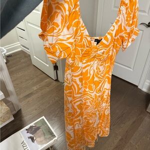 A.L.C. Orange and White Backless Dress